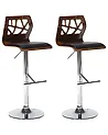 Conjunto de 2 sillas de bar PETERSBURG giratoria Piel sintética Negro/Plateado
