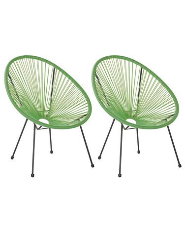 Conjunto de 2 sillas de balcón de ratán verde/negro ACAPULCO II