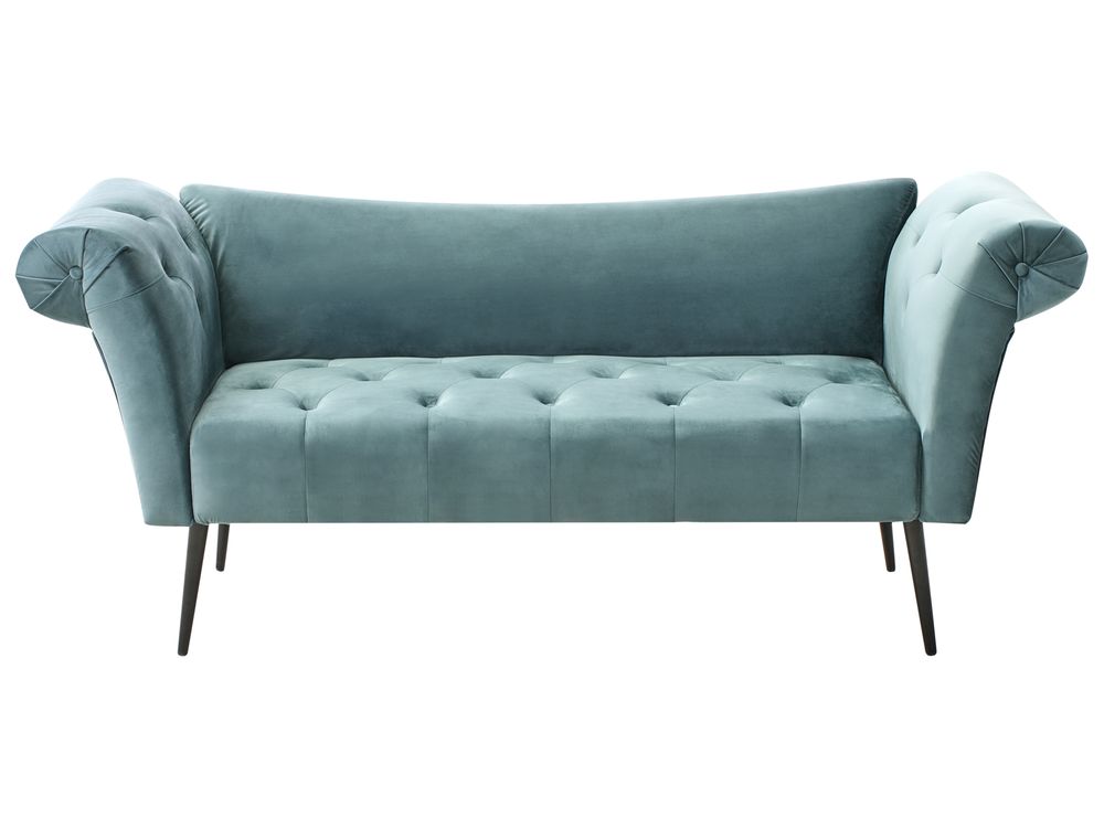 Chaiselongue NANTILLY Samtstoff Blaugrün