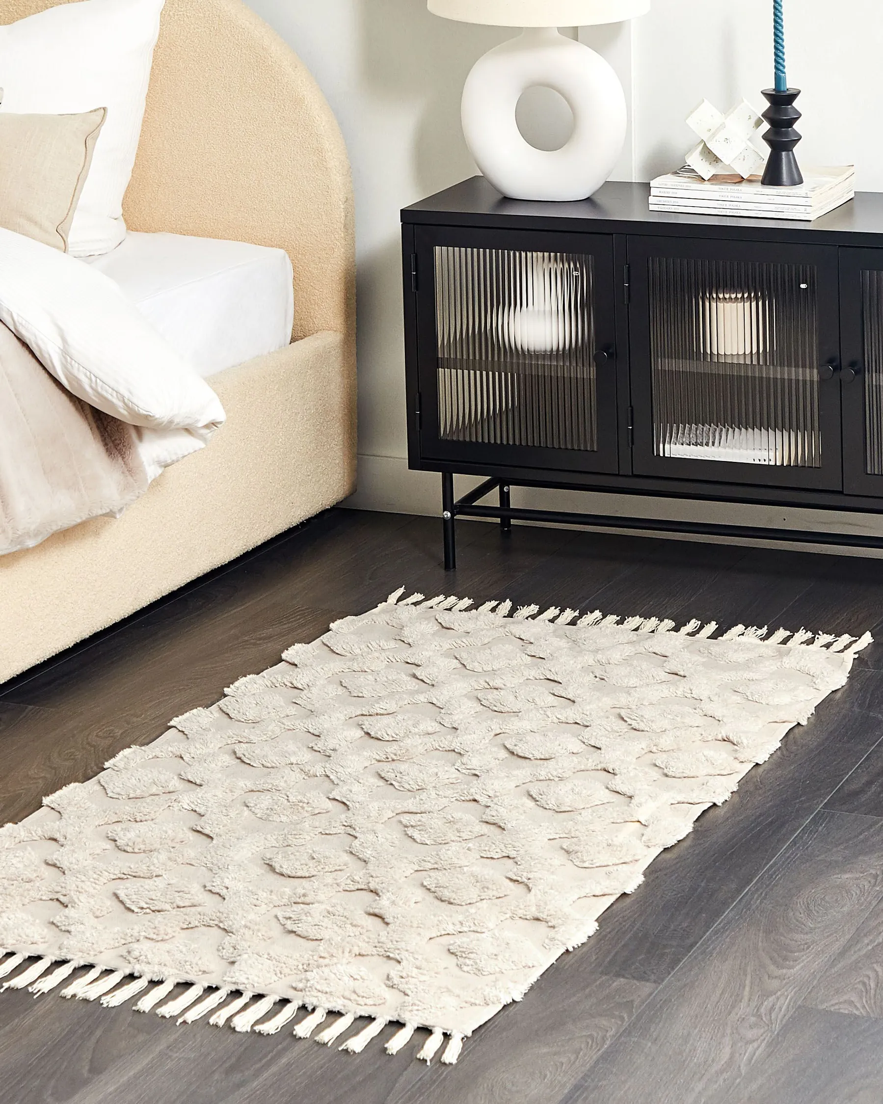Rug AKSARAY Beige 80 x 150 cm Cotton_839210