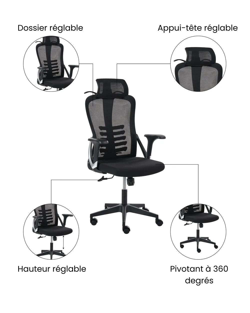 Chaise de bureau ERGONOX Noir_1071050