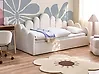 Ottoman Bed POLIGNAC Velvet Light Beige 90 x 200 cm (EU Single)