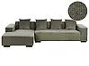Corner Sofa LUNGO Corduroy Green Right Hand