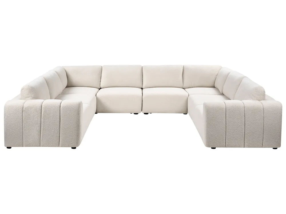 Modular U-Shape Sofa 8 Seater KIVVIK Boucle Off-White_1045864