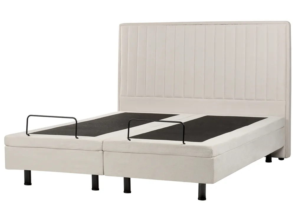 Bett verstellbar Stoff DUKE II 160 x 200 cm Hellbeige_910549