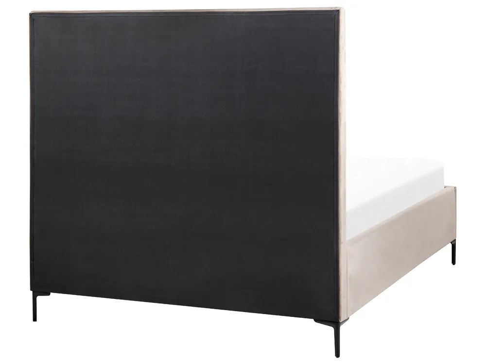 Bett mit Stauraum SEZANNE Samtstoff Taupe 140 x 200 cm_892497