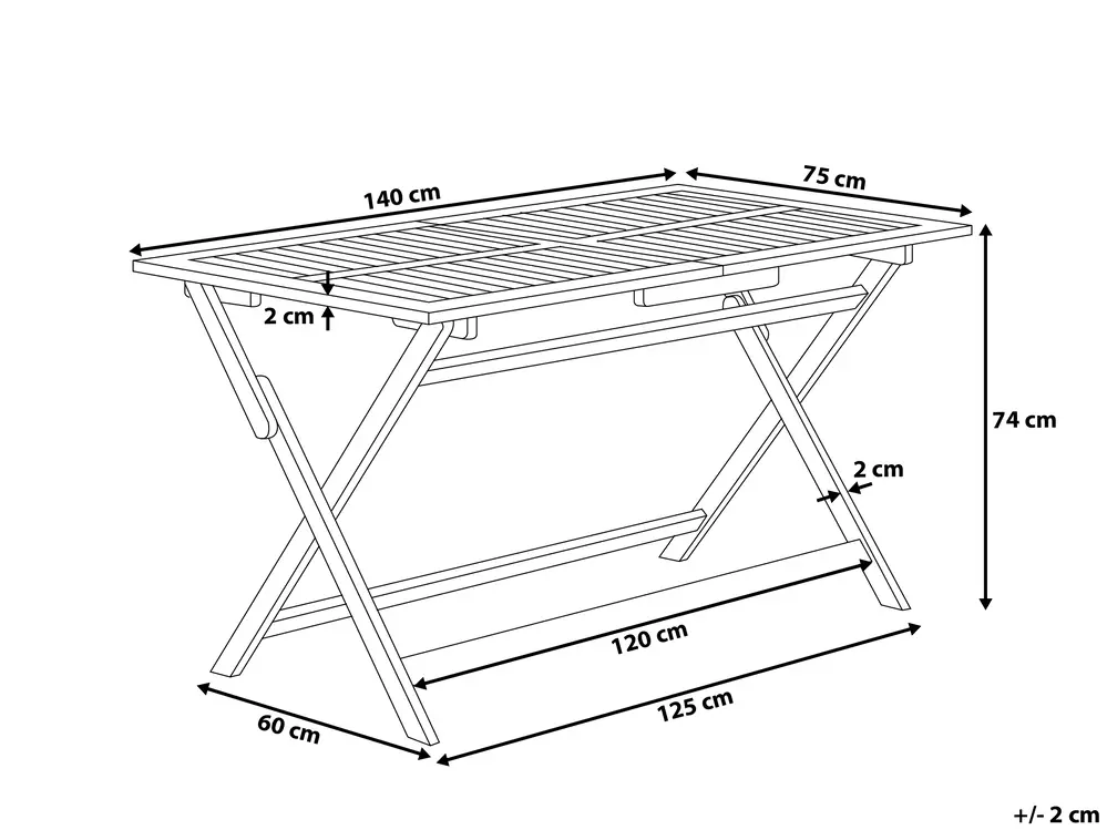 Garden Dining Table CENTO 140 cm 75 cm Acacia Wood Brown_691067