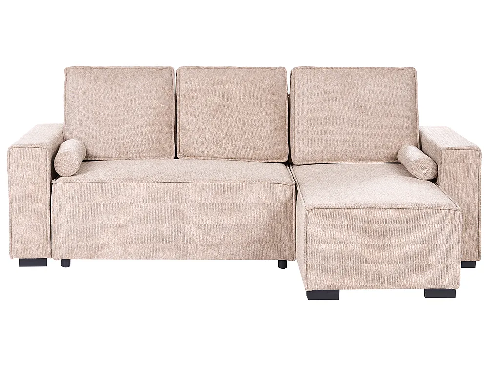 Edane 9229 Sofá cama esquinero 3 plazas EDANE Tela Beige con almacenaje Izquierda ...