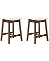 Set of 2 Bar Stools DIXON Wood Off-White/ Dark Brown