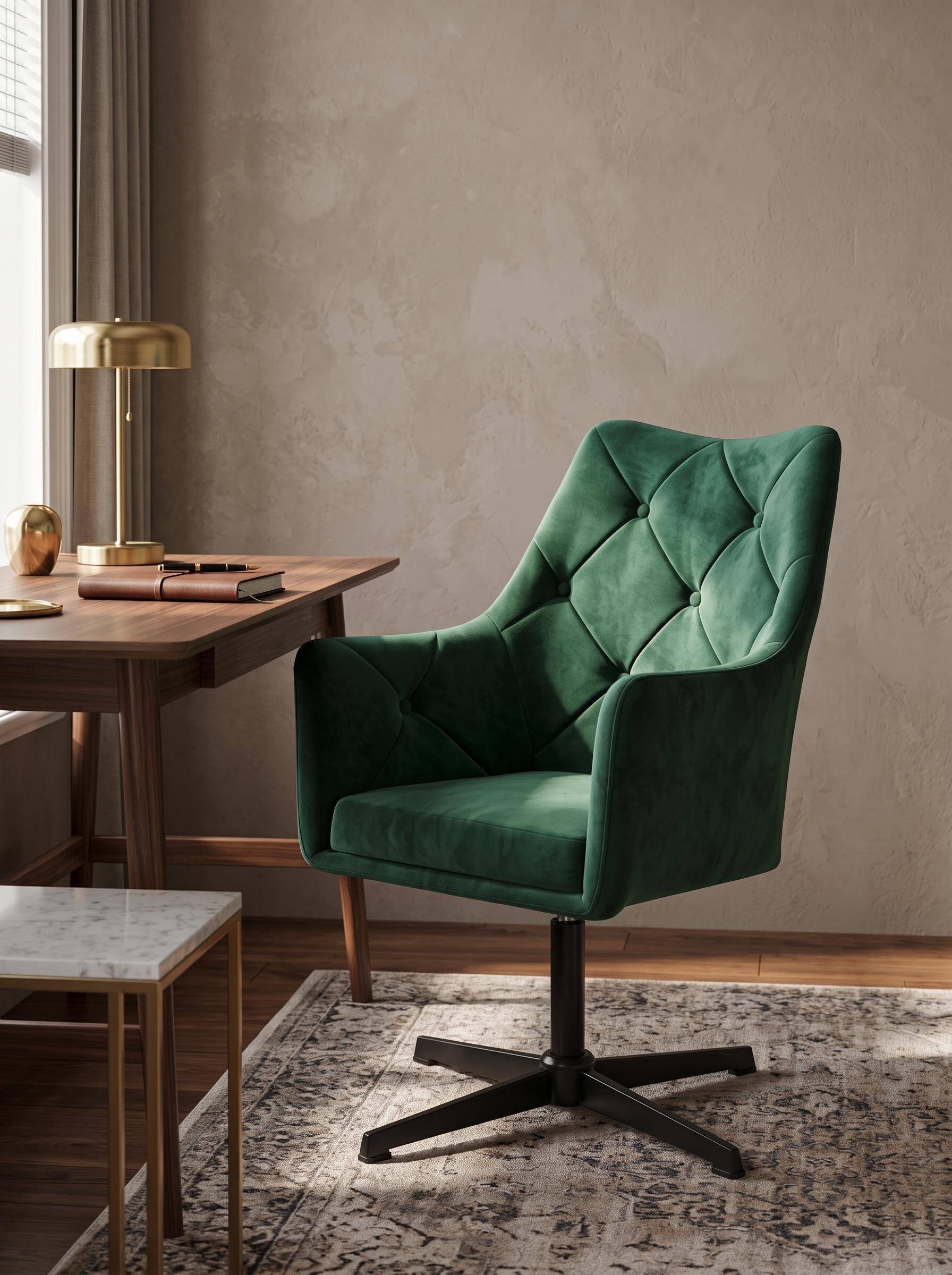 Swivel Armchair VAKSALA Velvet Dark Green