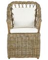 Gartensessel Rattan natürlich 2er Set Auflagen cremeweiss MAROS_824045