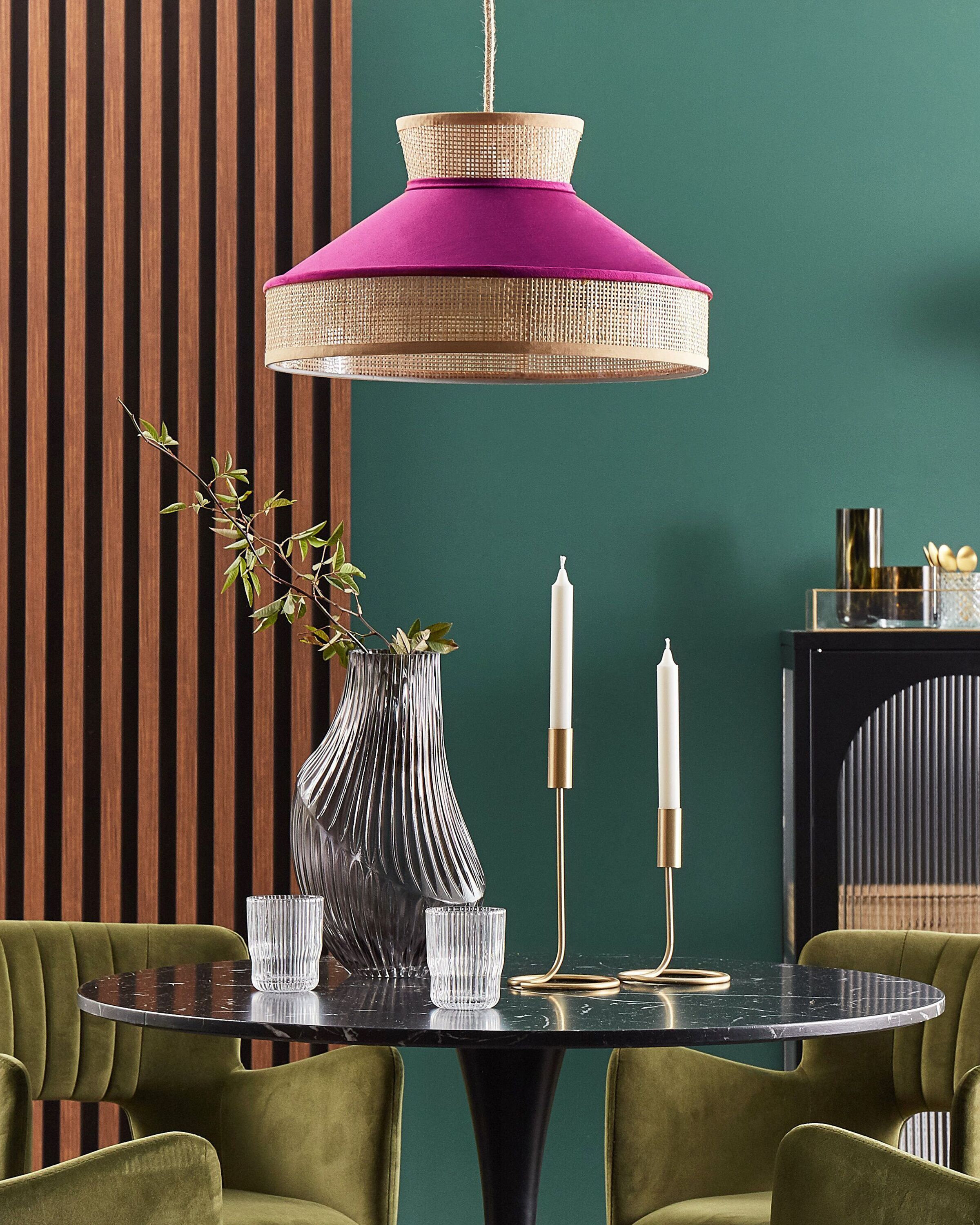 Pendant Lamp BATALI Rattan Fuchsia Pink | Beliani.co.uk