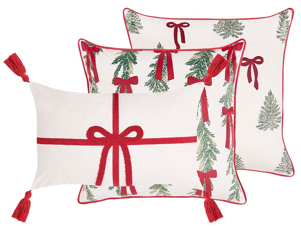 Set of 3 Decorative Cushions XAVIA 30 x 50 cm 45 x 45 cm White Christmas Motif