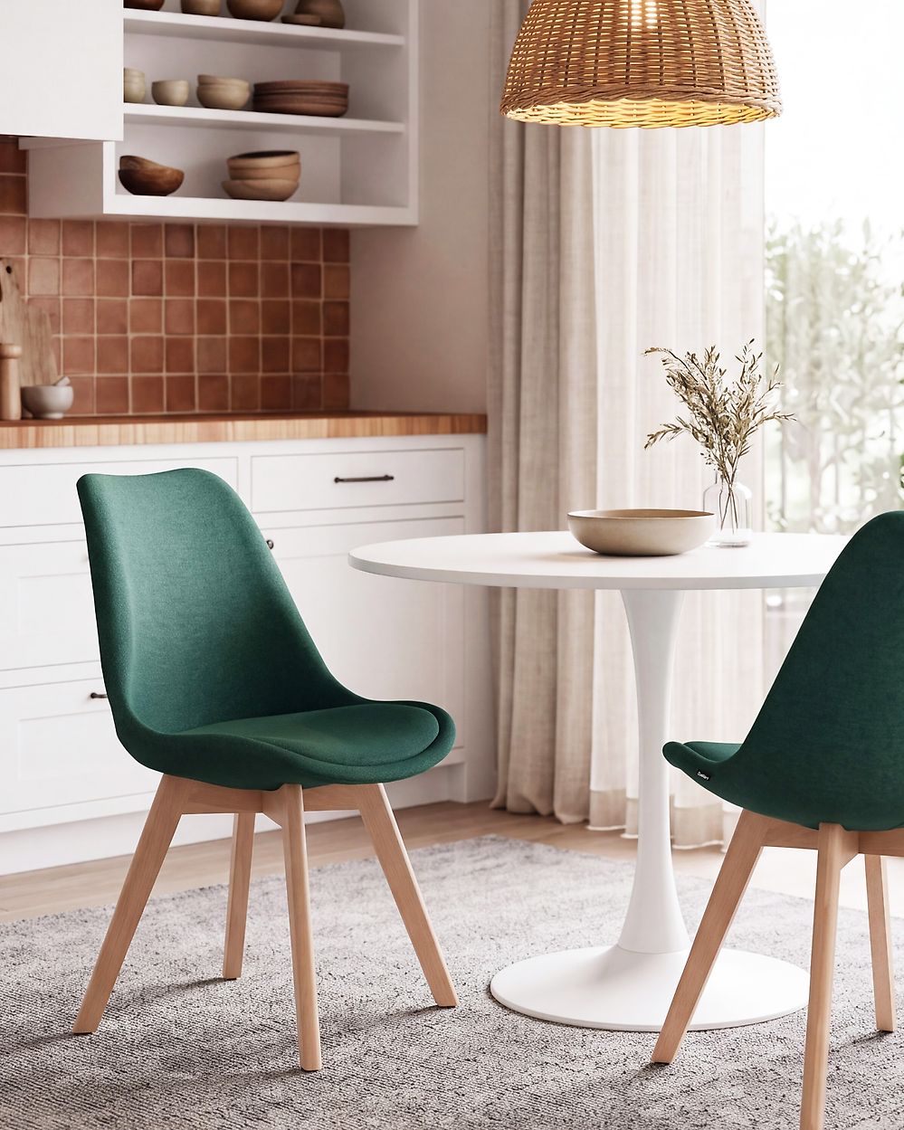 Set of 2 Dining Chairs DAKOTA II Fabric Green
