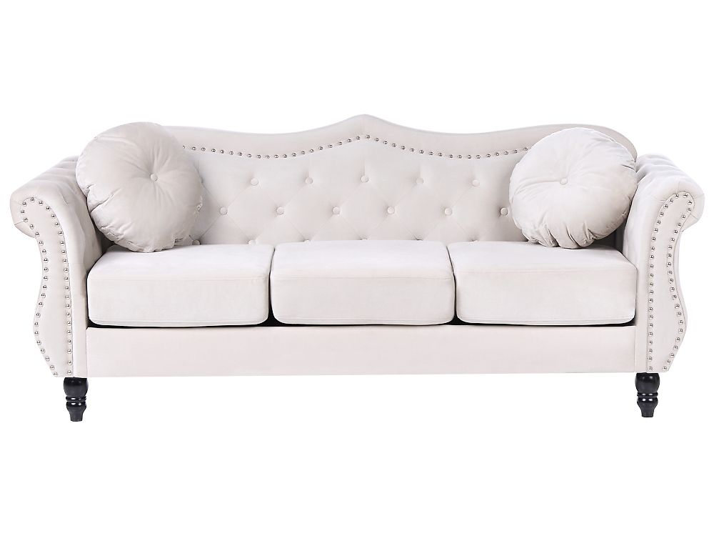 Sofa 3 Seater SKIEN Velvet Light Beige