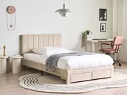 Bed with Storage Drawers LONZAC Velvet Beige 120 x 200 cm (EU Small Double)_1014602