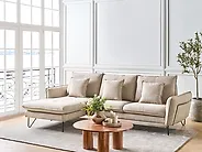 Corner Sofa SERSAN Chenille Beige Right Hand_1183430
