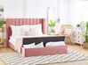Čalouněná sametová postel růžová s úložným prostorem 180 x 200 cm NOYERS_926150