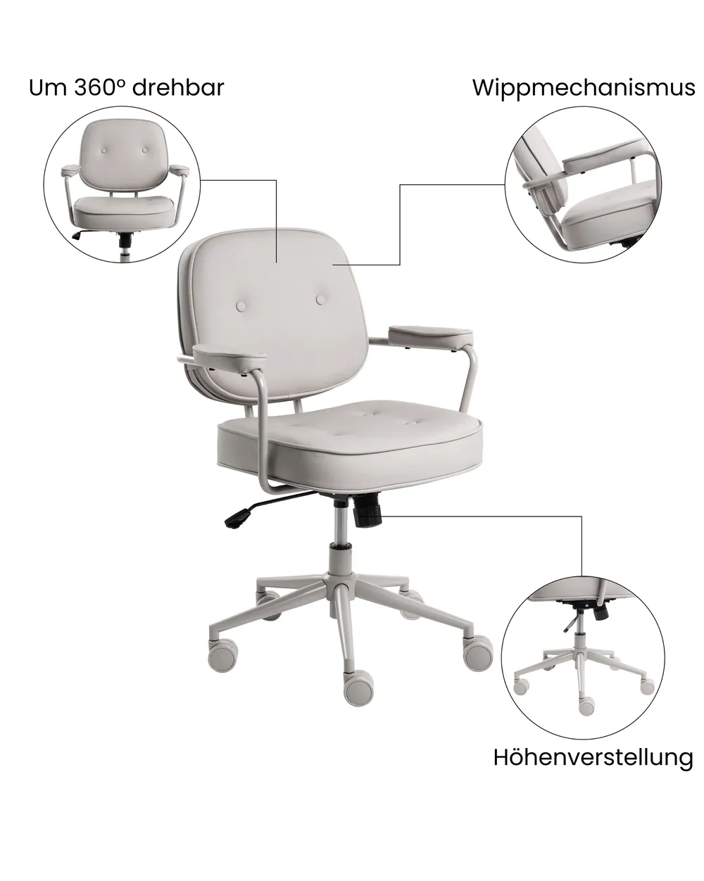 Schreibtischstuhl PARAMUS Kunstleder Grau_1072253