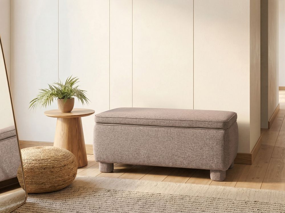 Upholstered Storage Bench ITHACA Fabric Taupe