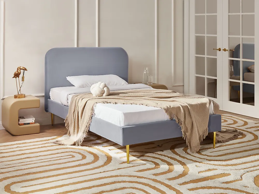 Bed Velvet FLAYAT 120 x 200 cm (EU Small Double) Grey_1175444