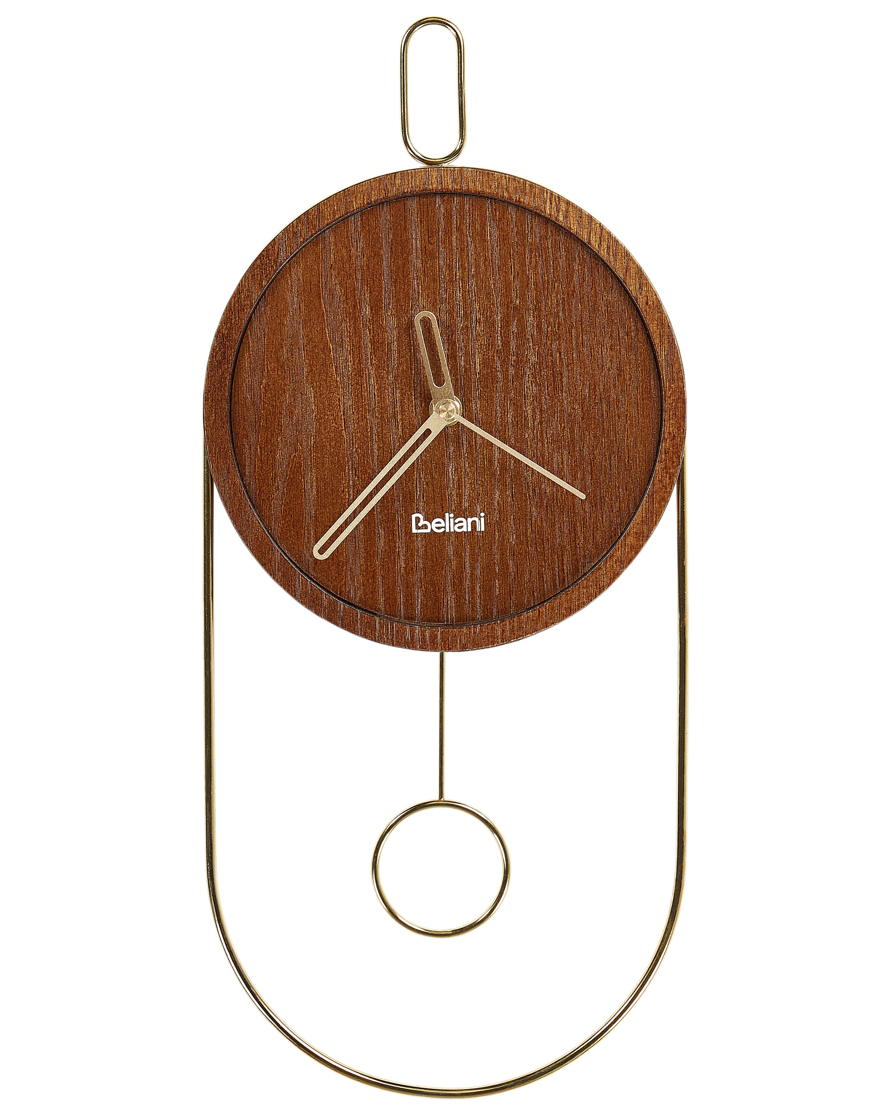 Wall Clock 20 x 45 cm Dark Wood SIERRE Beliani.co.uk