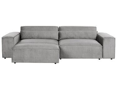 Canapé 2 places en tissu gris avec ottoman HELLNAR