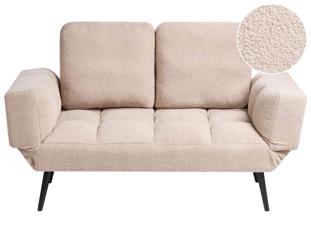 Divano letto 2 posti BREKKE Bouclé Beige