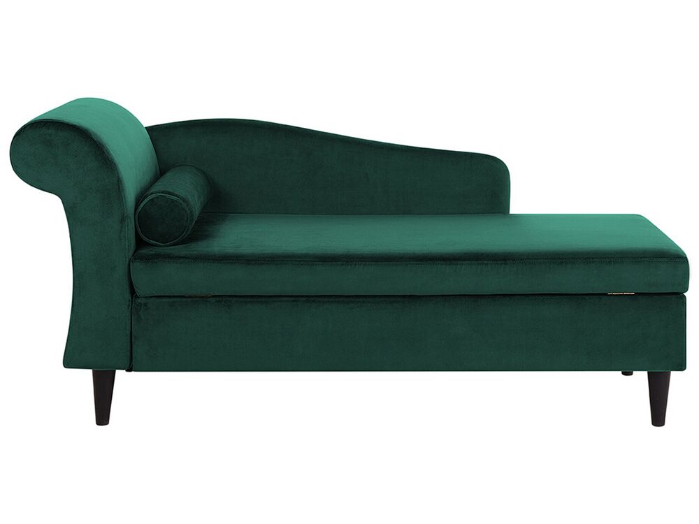 Left-Hand Chaise Longue LUIRO with Storage Velvet Emerald Green