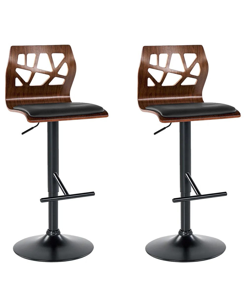 Set of 2 Bar Chairs PETERSBURG Faux Leather Swivel Black