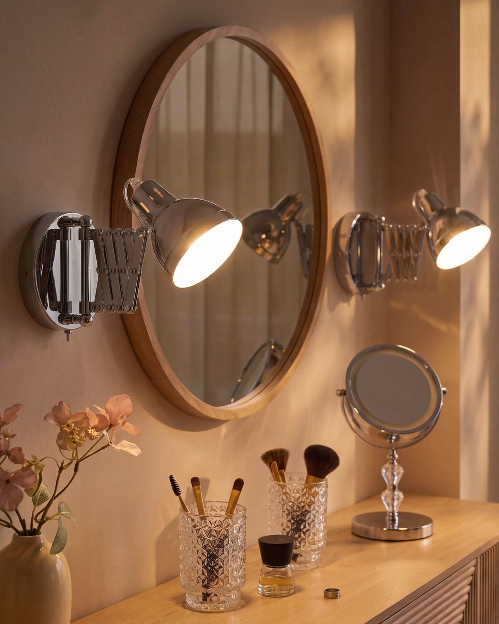 Set of 2 Wall Lamps HARRINGTON Adjustable Metal Silver