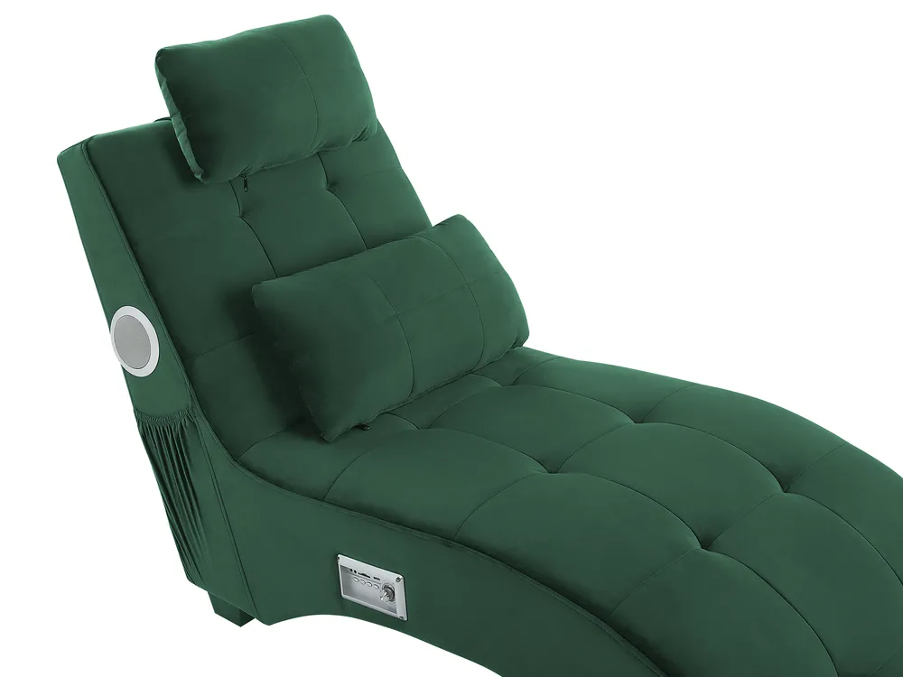 Chaise longue SIMORRE con altoparlante Bluetooth integrato Velluto Verde smeraldo_823077