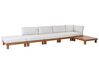 Lounge Set Aluminium heller Holzfarbton 5-Sitzer modular Auflagen weiß SANZA_932437