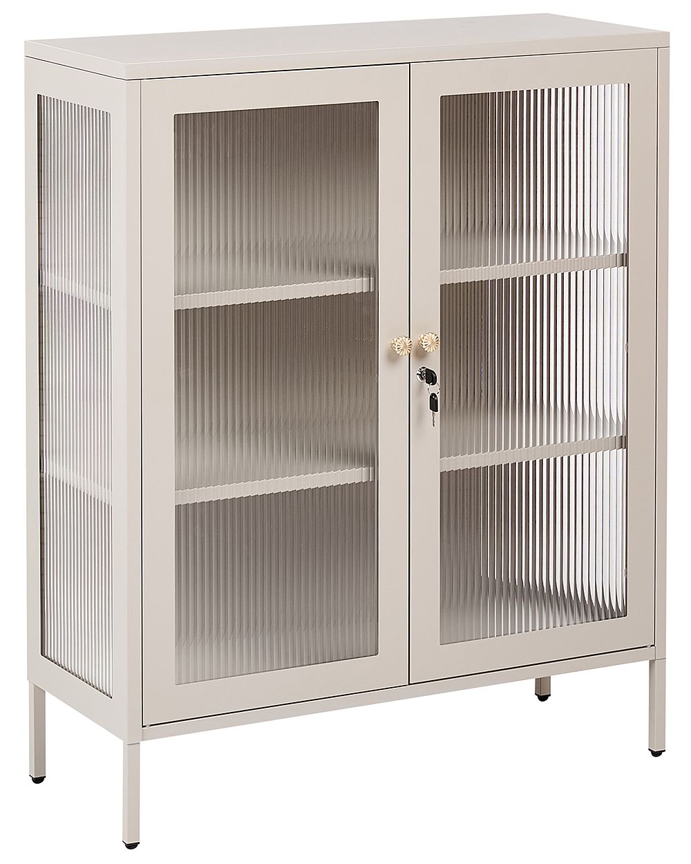 Glass Display Cabinet HARLYN  90 cm Metal Beige