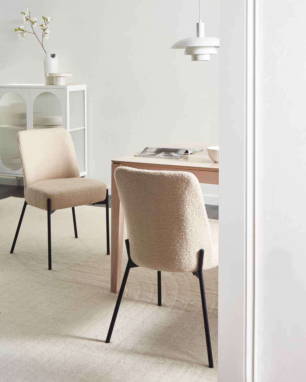 Set of 2 Chairs MALIN Boucle Light Beige