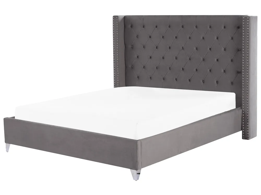 Bed Velvet LUBBON 180 x 200 cm (EU Super King) Grey