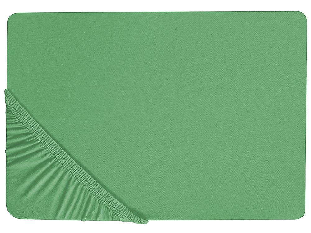 Fitted Sheet JANBU 160 x 200 cm Cotton Green