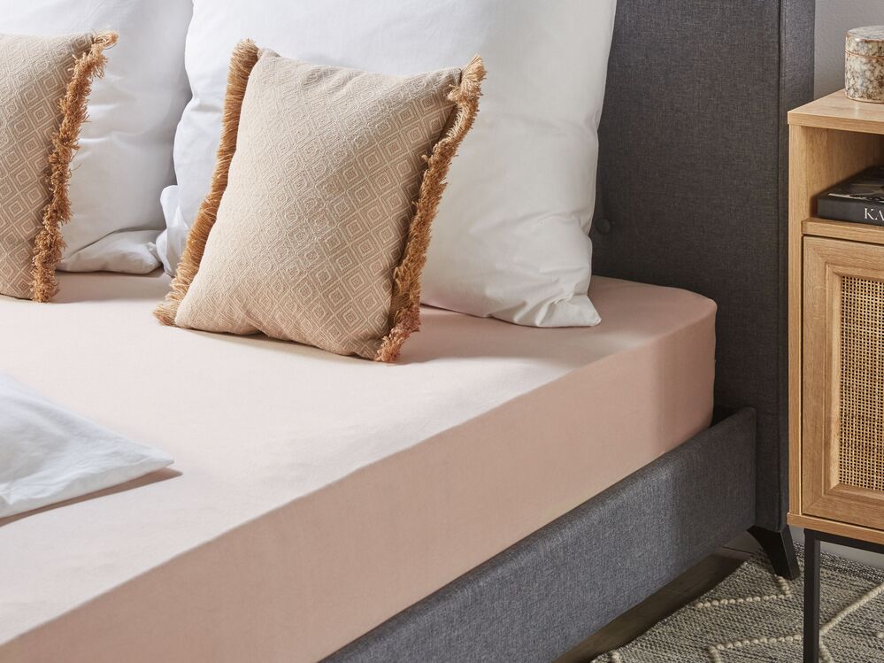 Fitted Sheet HOFUF 140 x 200 cm Cotton Beige