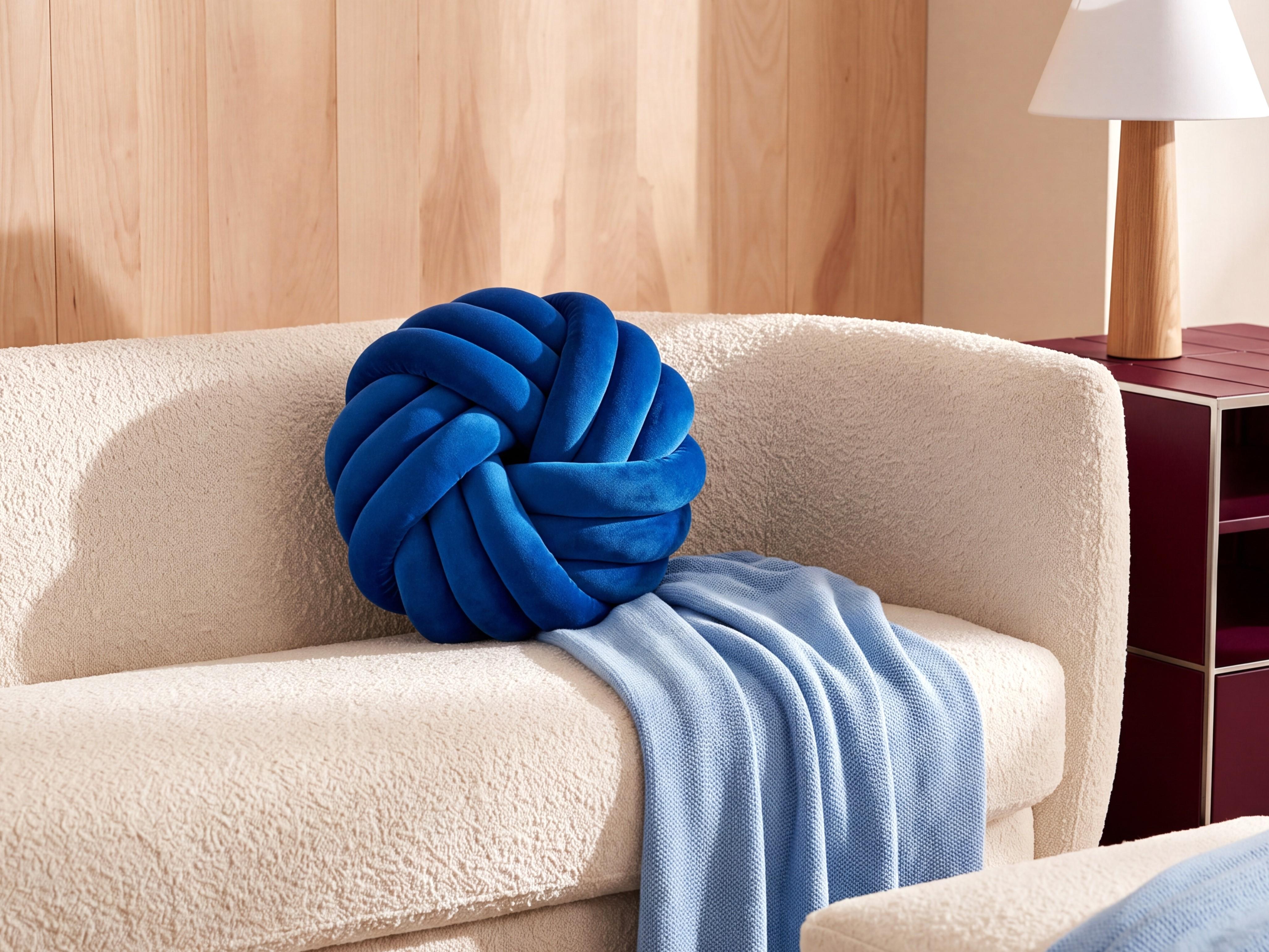 Coussin AKOLA 30 x 30 cm Velours Bleu Unicolore