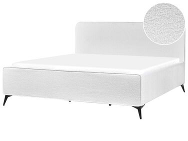 Cama con somier de bouclé blanco crema 180 x 200 cm VALOGNES