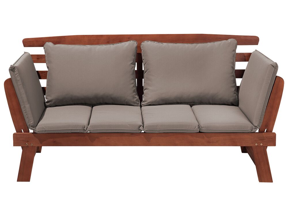 Gartenbank mit Auflage PORTICI 210 cm Eukalyptusholz Dunkelbraun / Taupe
