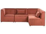 Modular Corner Sofa 4 Seater LEMVIG with Ottoman Corduroy Golden Brown Left Hand_1055003