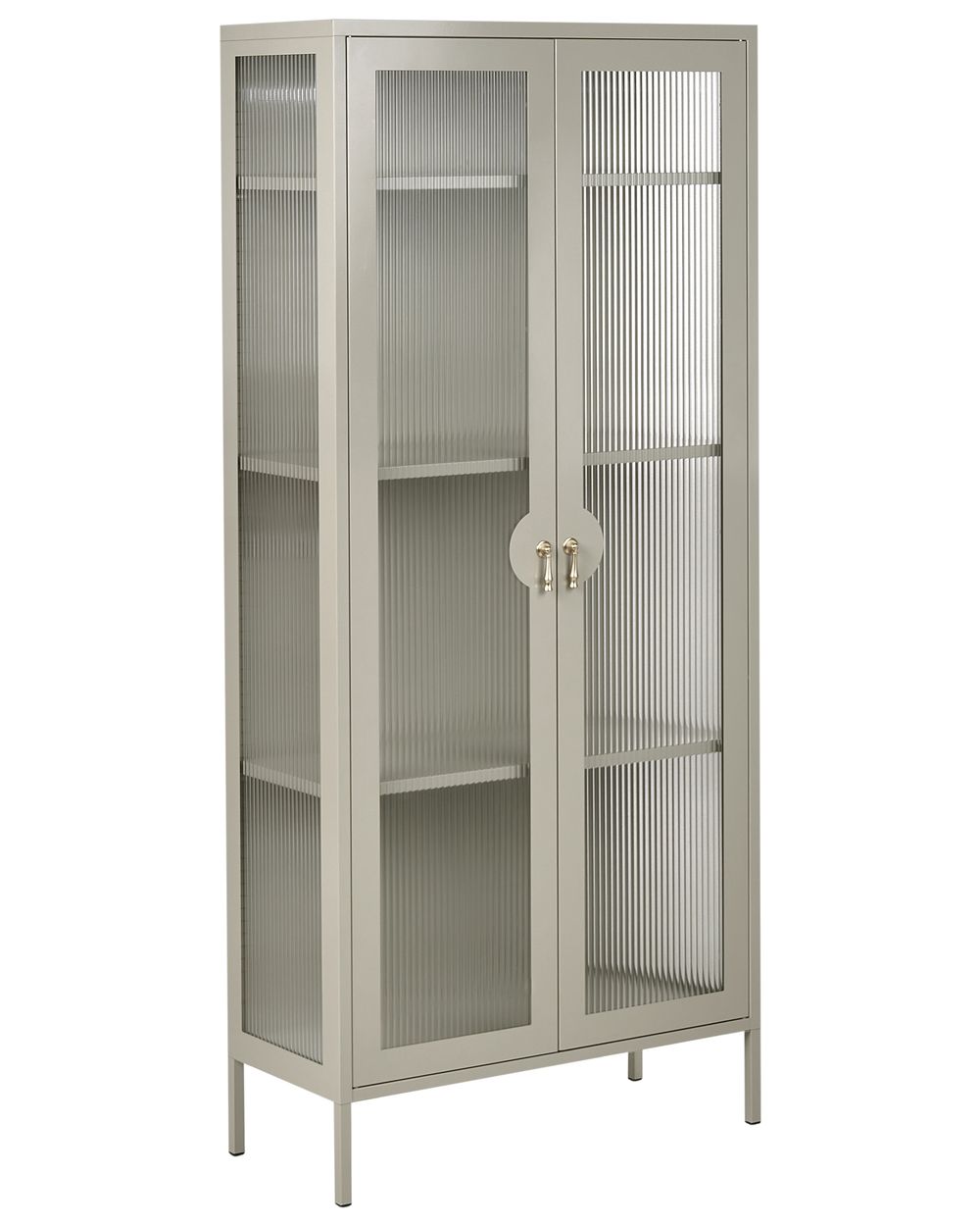 Glass Display Cabinet GLEORA Metal Light Beige