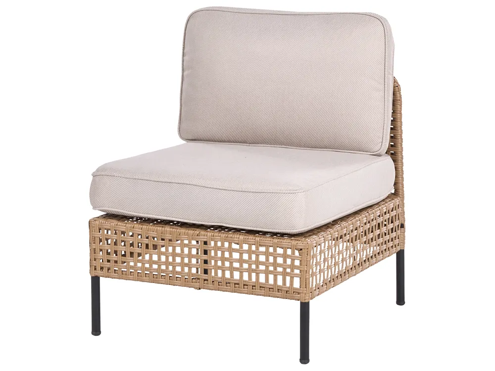 Garden Lounge Set with Table 6 Seater OMEGANA Modular PE Rattan Light Beige_1040897