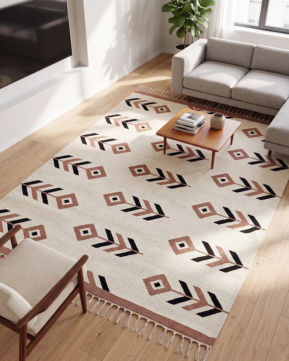 Teppich NIAVAN Beige 200 x 300 cm Kelim Baumwolle