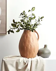 Decorative Vase KULIM 40 cm Ceramic Dark Beige_1187108