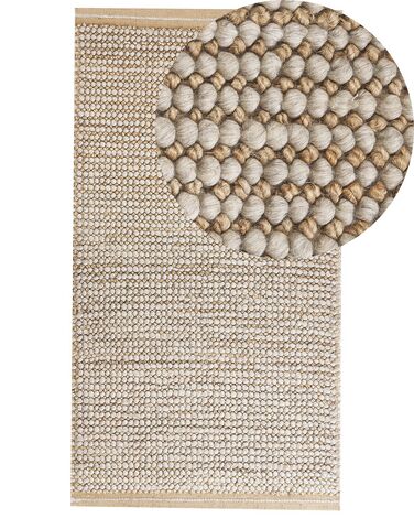 Teppich Wolle beige 80 x 150 cm Kurzflor BANOO