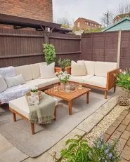 Garden Lounge Set with Table and Ottoman 6 Seater BARATTI Acacia Wood Brown_926186
