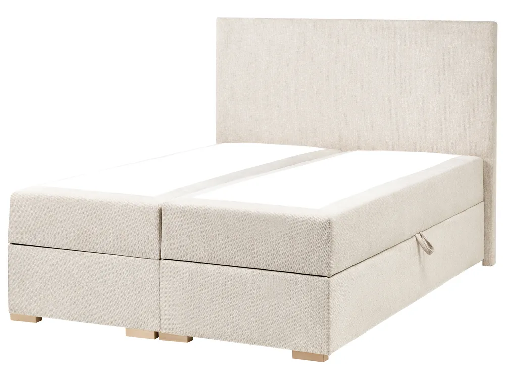 Boxspringbett mit Stauraum MAJOR Stoff Hellbeige 120 x 200 cm_1028001