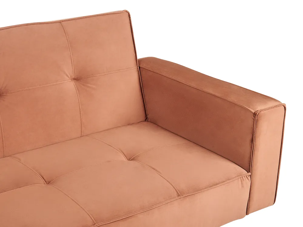 Sofa Bed 3 Seater VISNES Velvet Golden Brown_921883